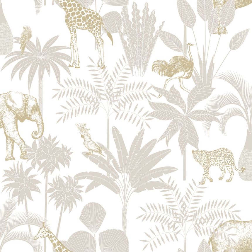 Children's wallpaper with palm trees and animals, 976-1, Mika,  ICH Wallcoverings