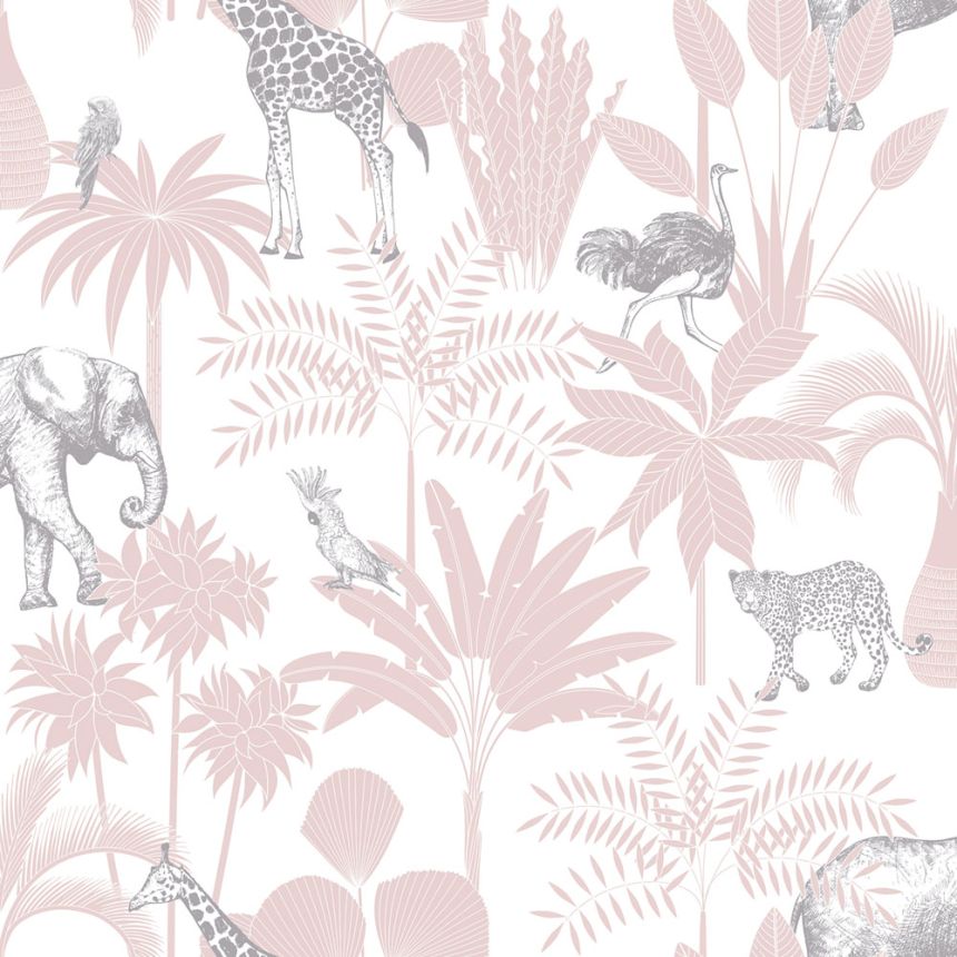 Children's wallpaper with palm trees and animals,, 976-3, Mika,  ICH Wallcoverings