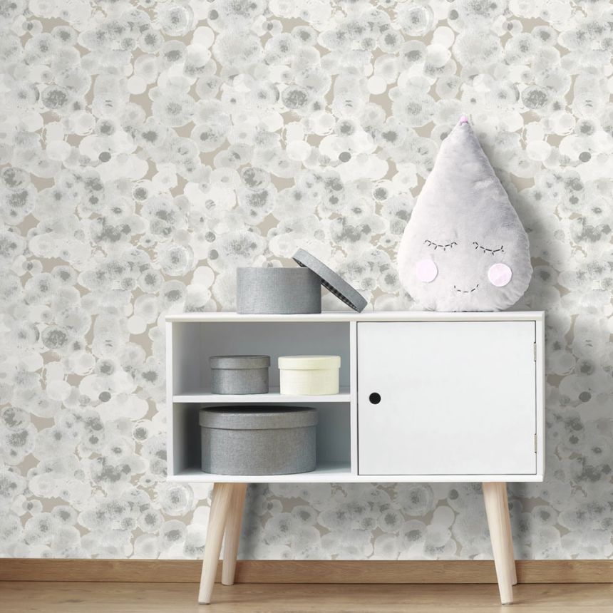 Children's beige wallpaper, bubbles, M1054-4, Mika,  ICH Wallcoverings