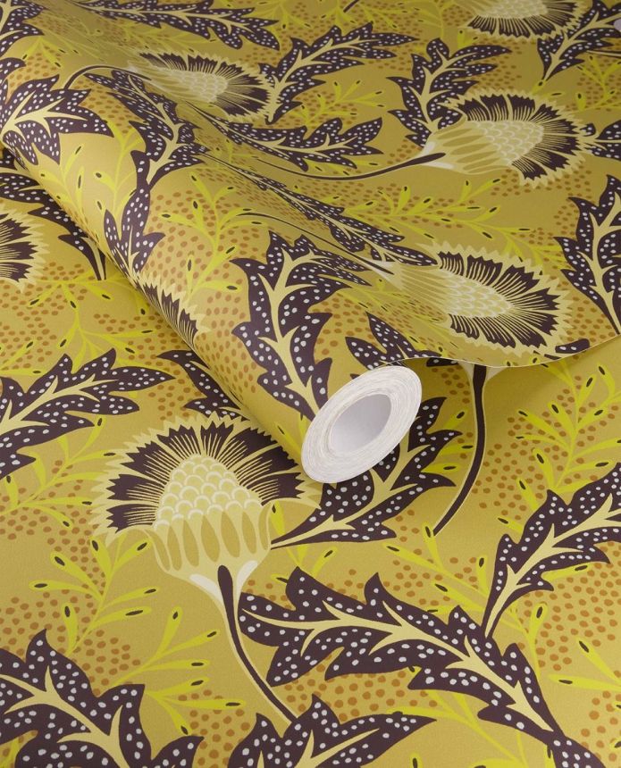 Non-woven wallpaper, ochre, flowers, 340212, Solange, Eijffinger