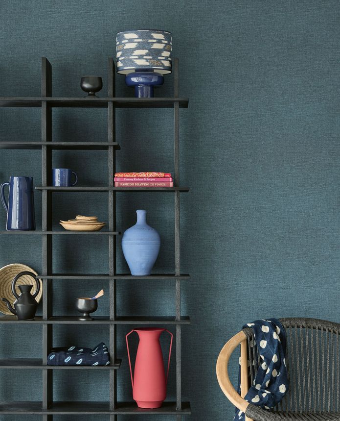 Non-woven wallpaper, blue, fabric imitation, 340250, Solange, Eijffinger