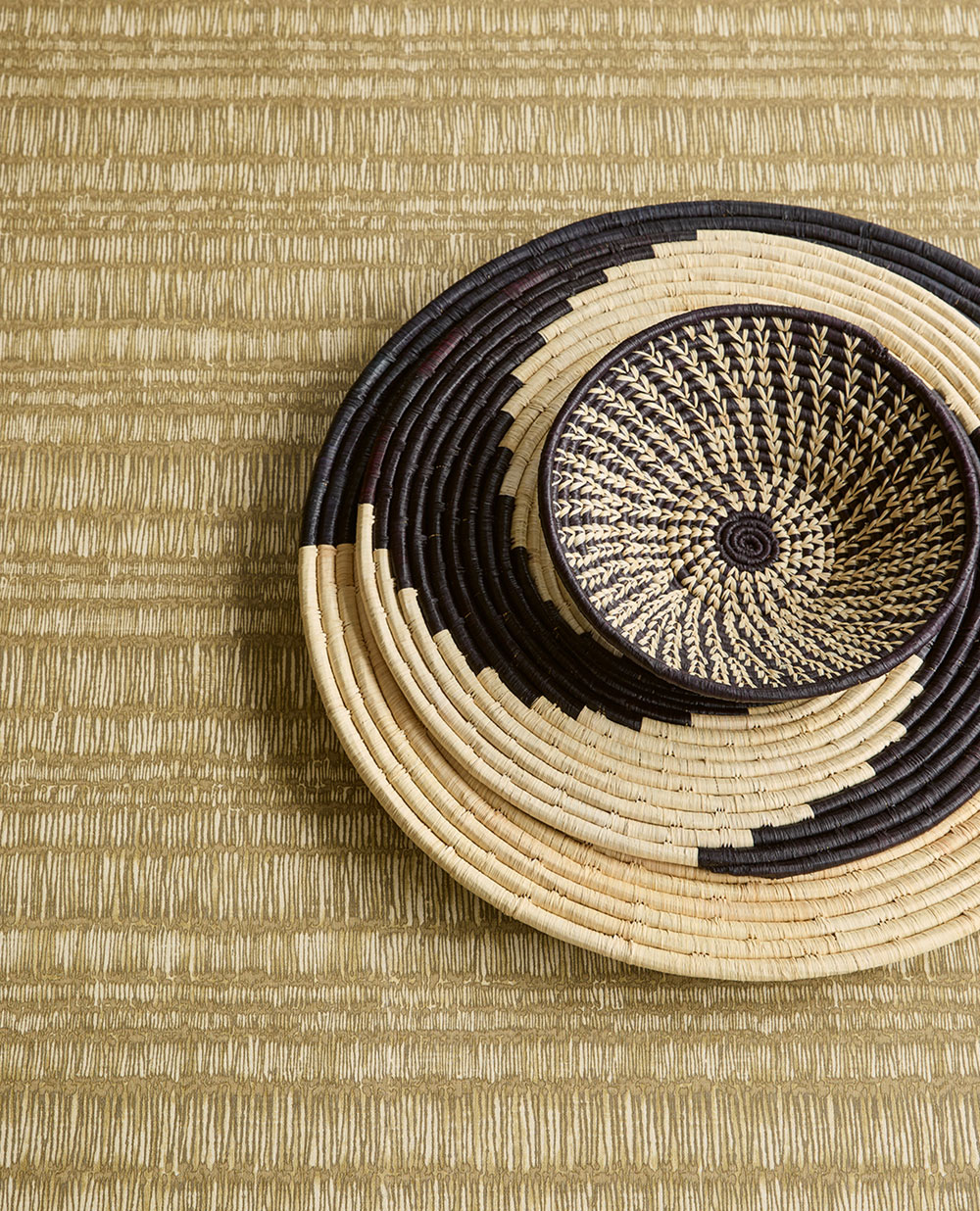 Non-woven wallpaper, ochre, batik, stripes, 340261, Solange, Eijffinger