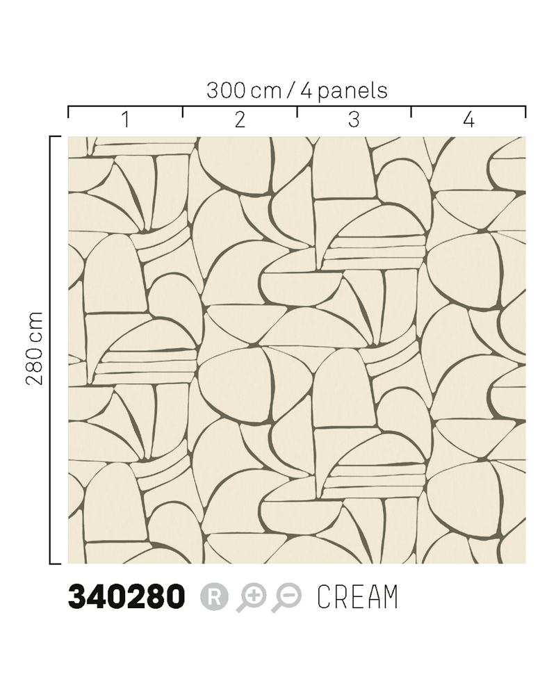 Non-woven wall mural, cream, ethno, 340280, Solange, Eijffinger