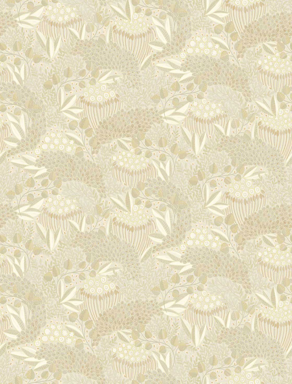 Non-woven wall mural, beige, leaves, 340288, Solange, Eijffinger