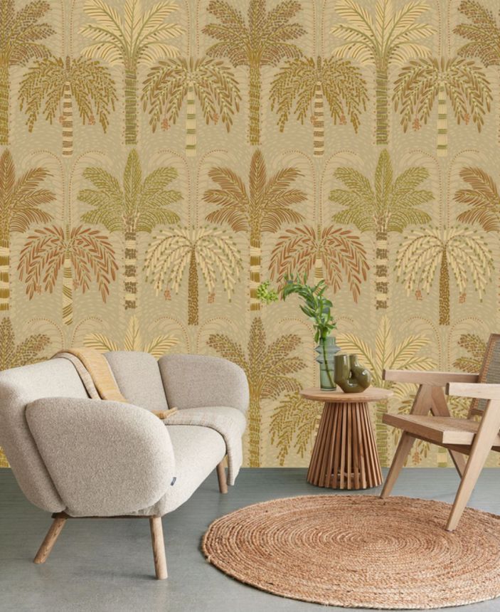Non-woven wall mural, beige, palm trees, 340292, Solange, Eijffinger