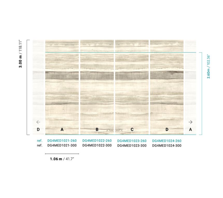 Non-woven wall mural, stripes, DG4MED1021-260, Wall Designs IV, Khroma by Masureel