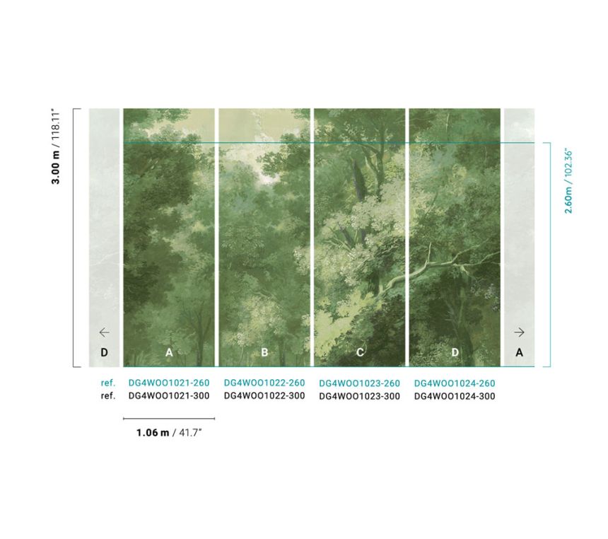 Non-woven wall mural, forest, trees, DG4WOO1021-260, Wall Designs IV, Khroma by Masureel