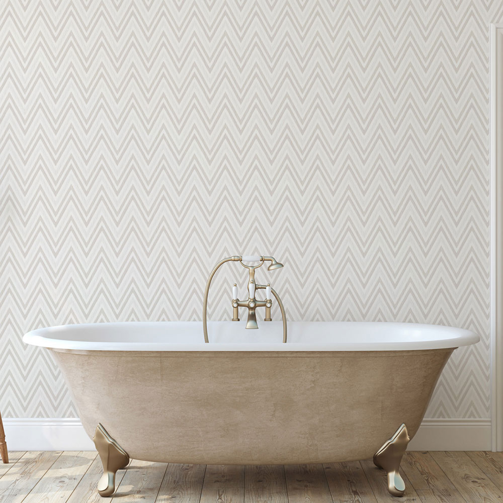 Geometric non-woven wallpaper, white-grey, zigzag pattern, 1509-1, Vera, AdaWall