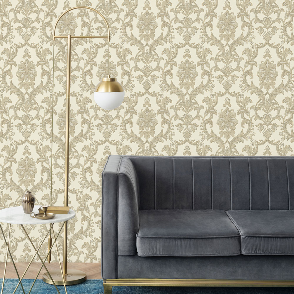 Baroque non-woven wallpaper, beige, 1407-2, Dante, AdaWall
