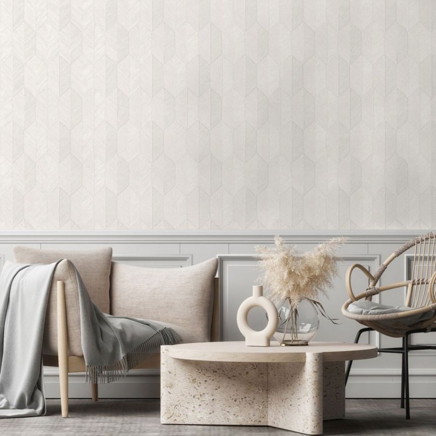 Geometric non-woven wallpaper, cream, 1501-1, Vera, AdaWall