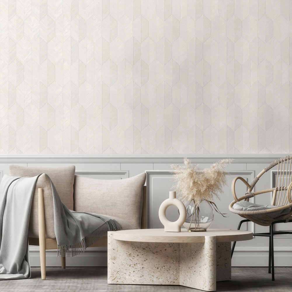 Geometric non-woven wallpaper, cream, 1501-1, Vera, AdaWall