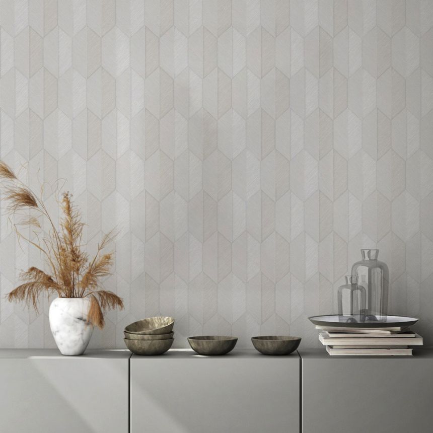Geometric non-woven wallpaper, grey, 1501-2, Vera, AdaWall