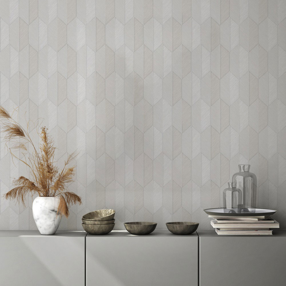 Geometric non-woven wallpaper, grey, 1501-2, Vera, AdaWall