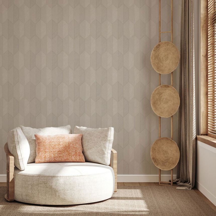 Geometric non-woven wallpaper, beige, 1501-3, Vera, AdaWall