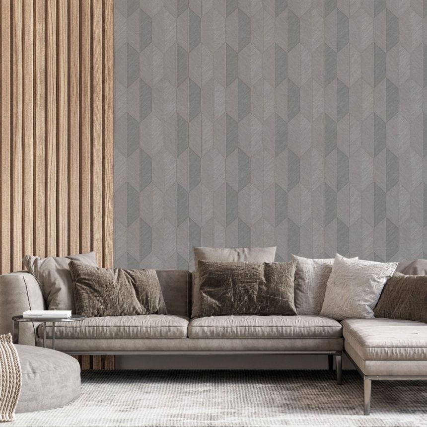 Geometric non-woven wallpaper, grey, 1501-4, Vera, AdaWall