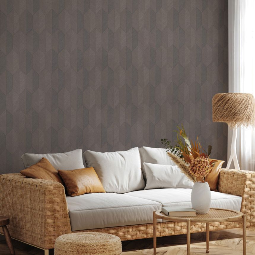 Geometric non-woven wallpaper, brown, 1501-5, Vera, AdaWall
