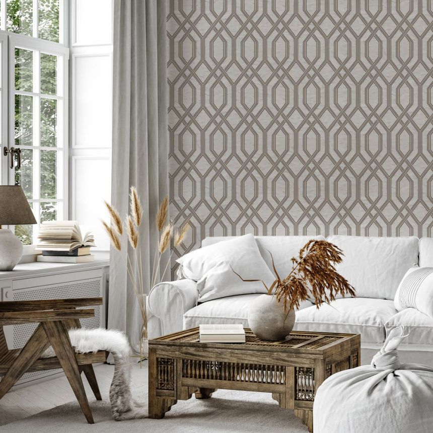 Geometric non-woven wallpaper, grey-silver, 1502-5, Vera, AdaWall