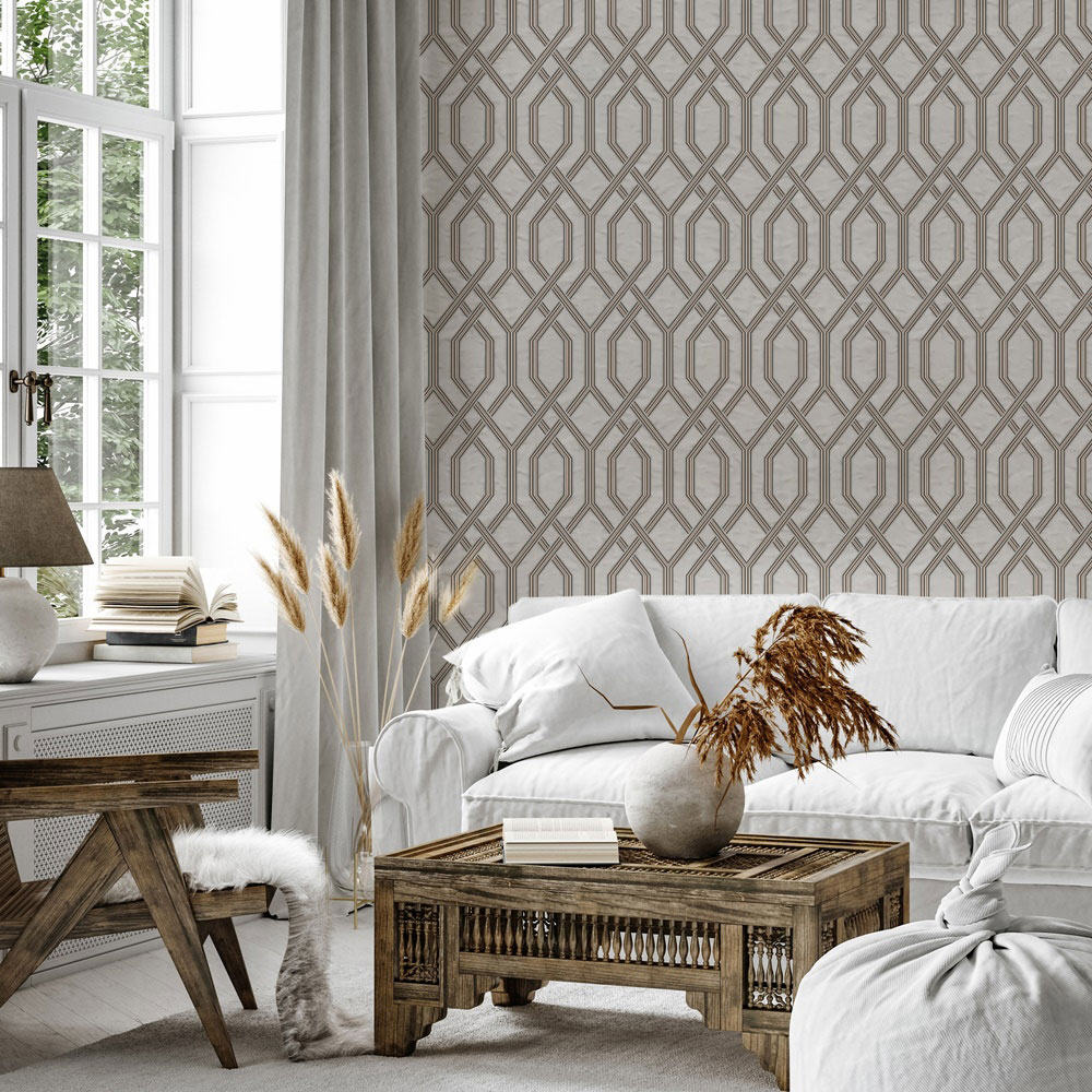 Geometric non-woven wallpaper, grey-silver, 1502-5, Vera, AdaWall