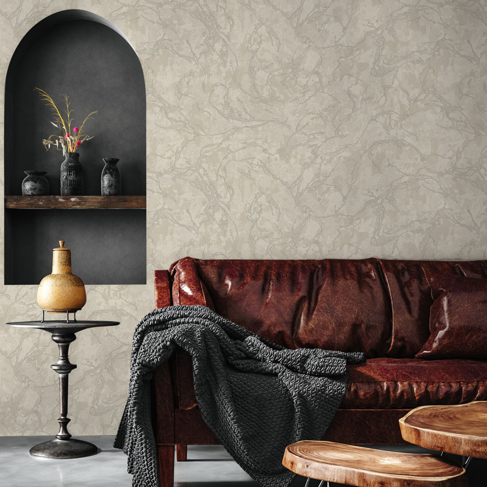 Non-woven wallpaper, beige, marble, 1503-2, Vera, AdaWall
