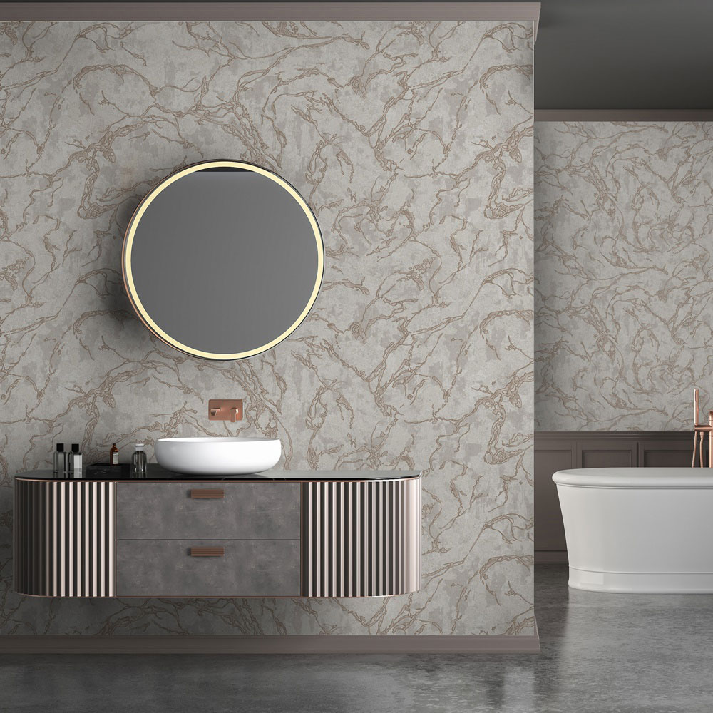 Non-woven wallpaper, grey-beige, marble, 1503-3, Vera, AdaWall