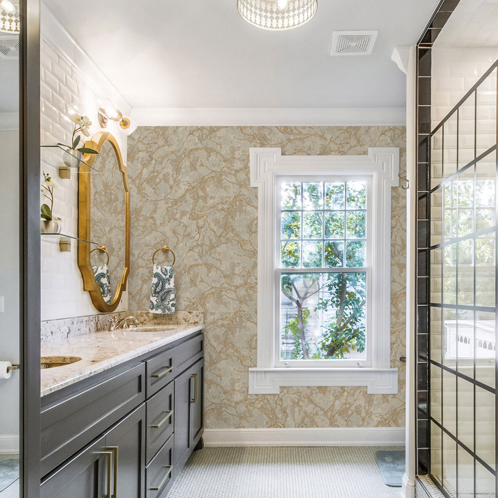 Non-woven wallpaper, brown-gold, marble, 1503-4, Vera, AdaWall