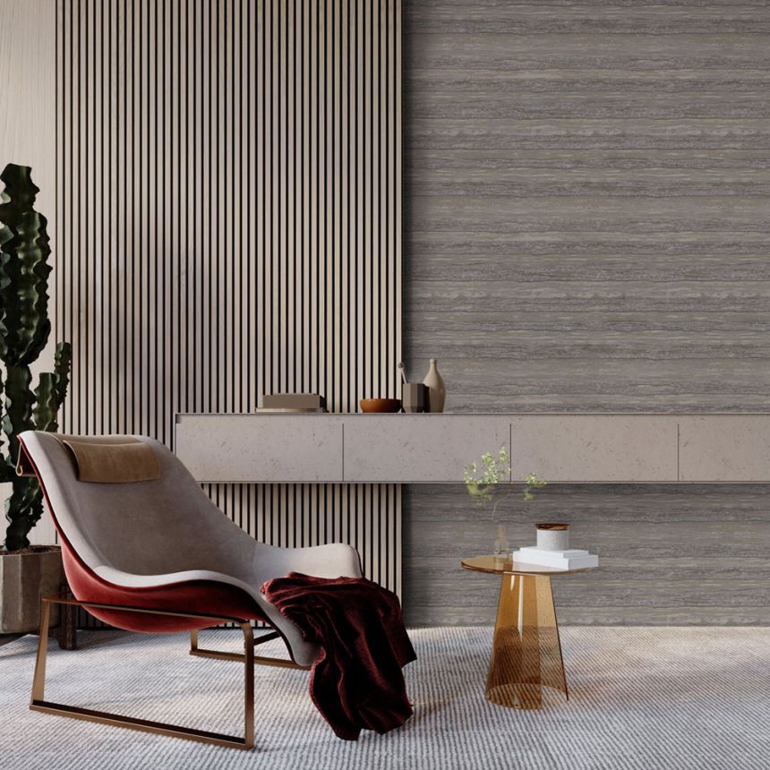 Non-woven wallpaper, grey-brown, stripes, 1506-3, Vera, AdaWall