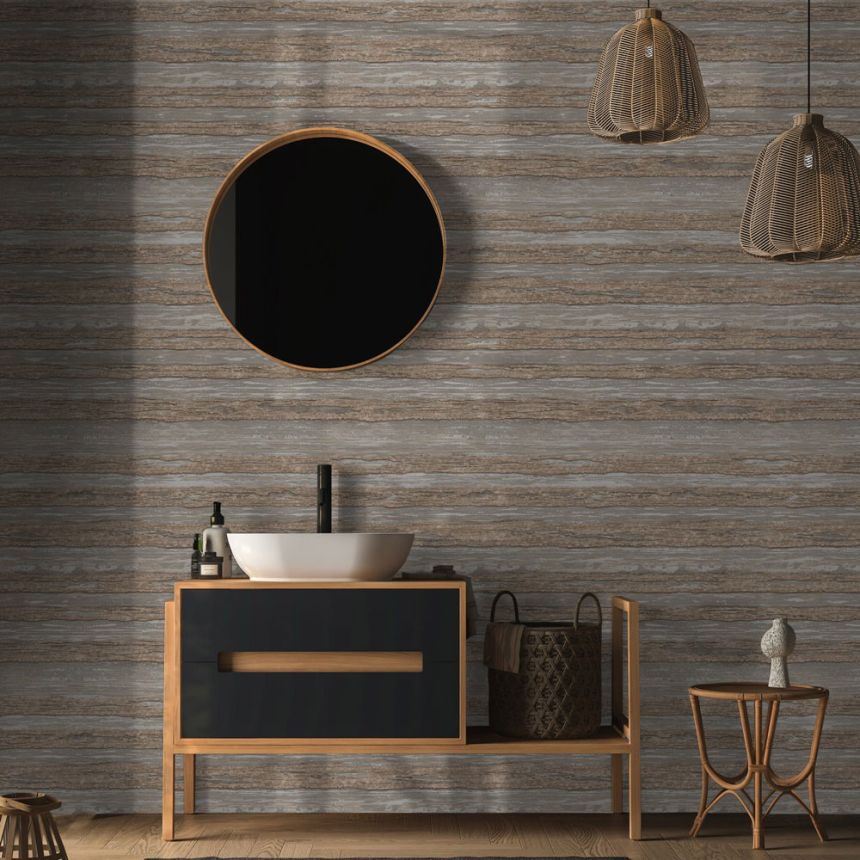 Non-woven wallpaper, brown, stripes, 1506-4, Vera, AdaWall