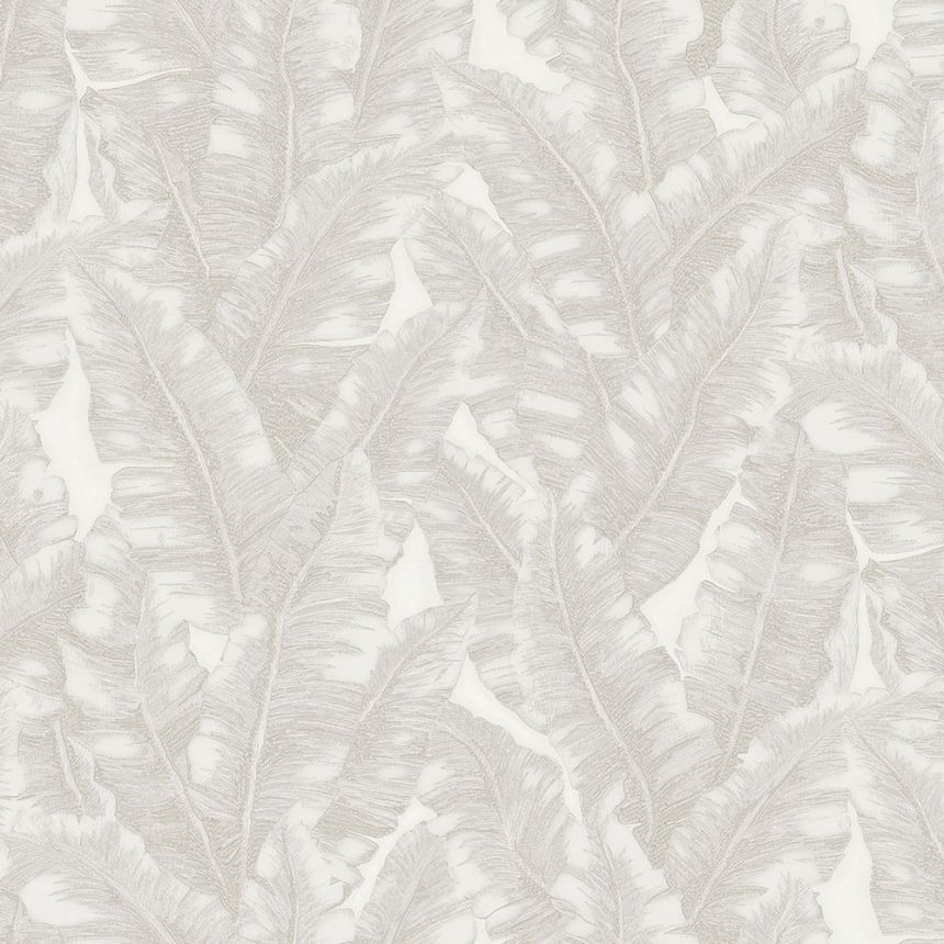 Non-woven wallpaper, cream, leaves, 1507-1, Vera, AdaWall