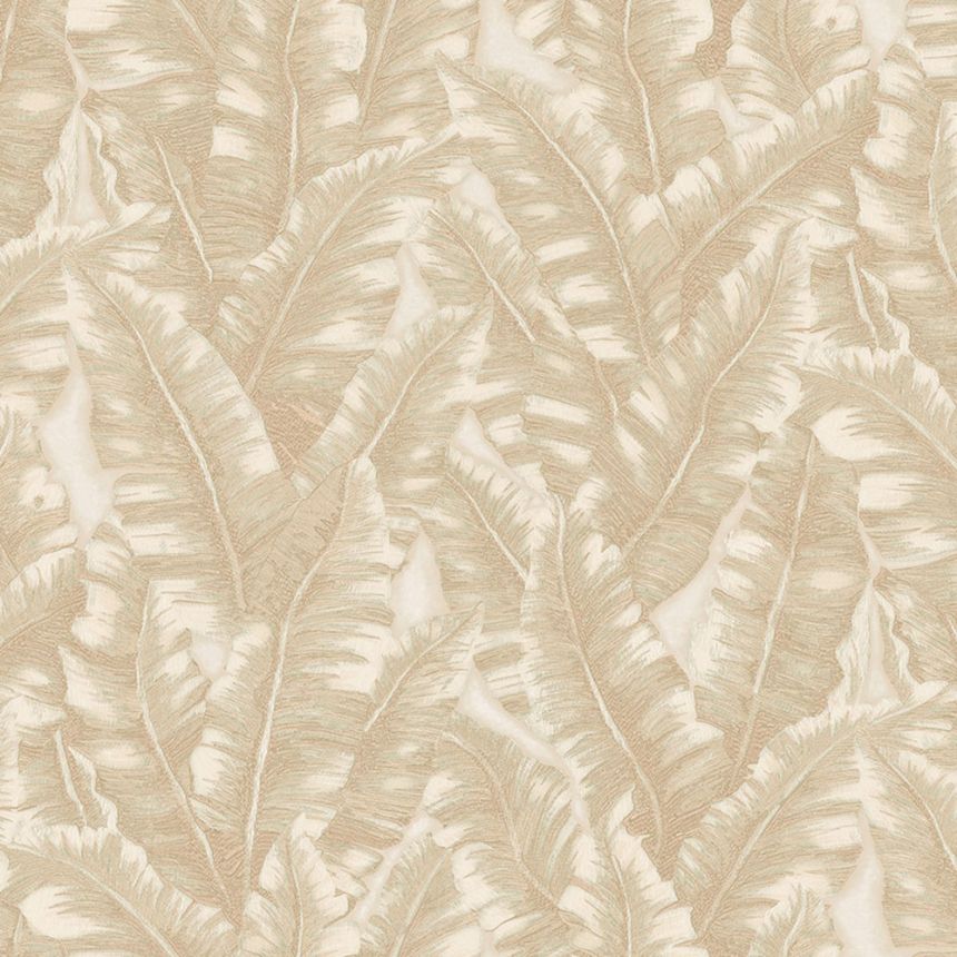 Non-woven wallpaper, beige, leaves, 1507-2, Vera, AdaWall