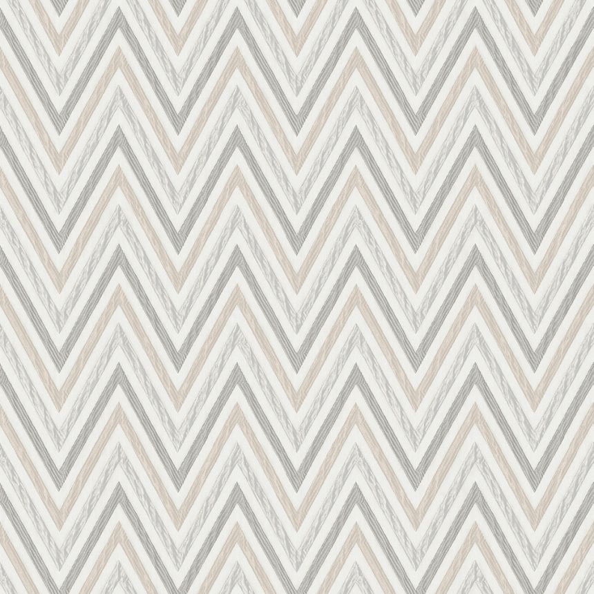 Geometric non-woven wallpaper, grey-beige, zigzag pattern, 1509-3, Vera, AdaWall