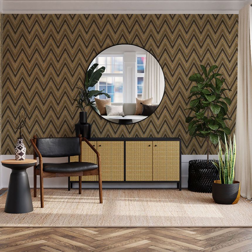 Geometric non-woven wallpaper, brown, zigzag pattern, 1509-4, Vera, AdaWall