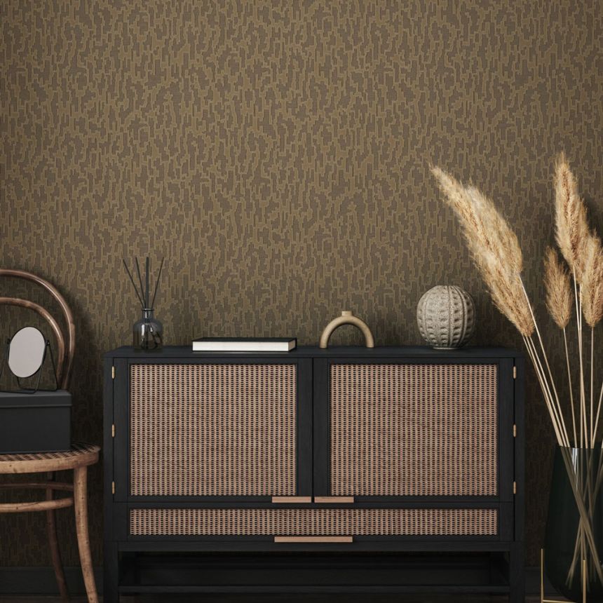 Non-woven wallpaper, brown-gold, fabric imitation, 1510-4, Vera, AdaWall