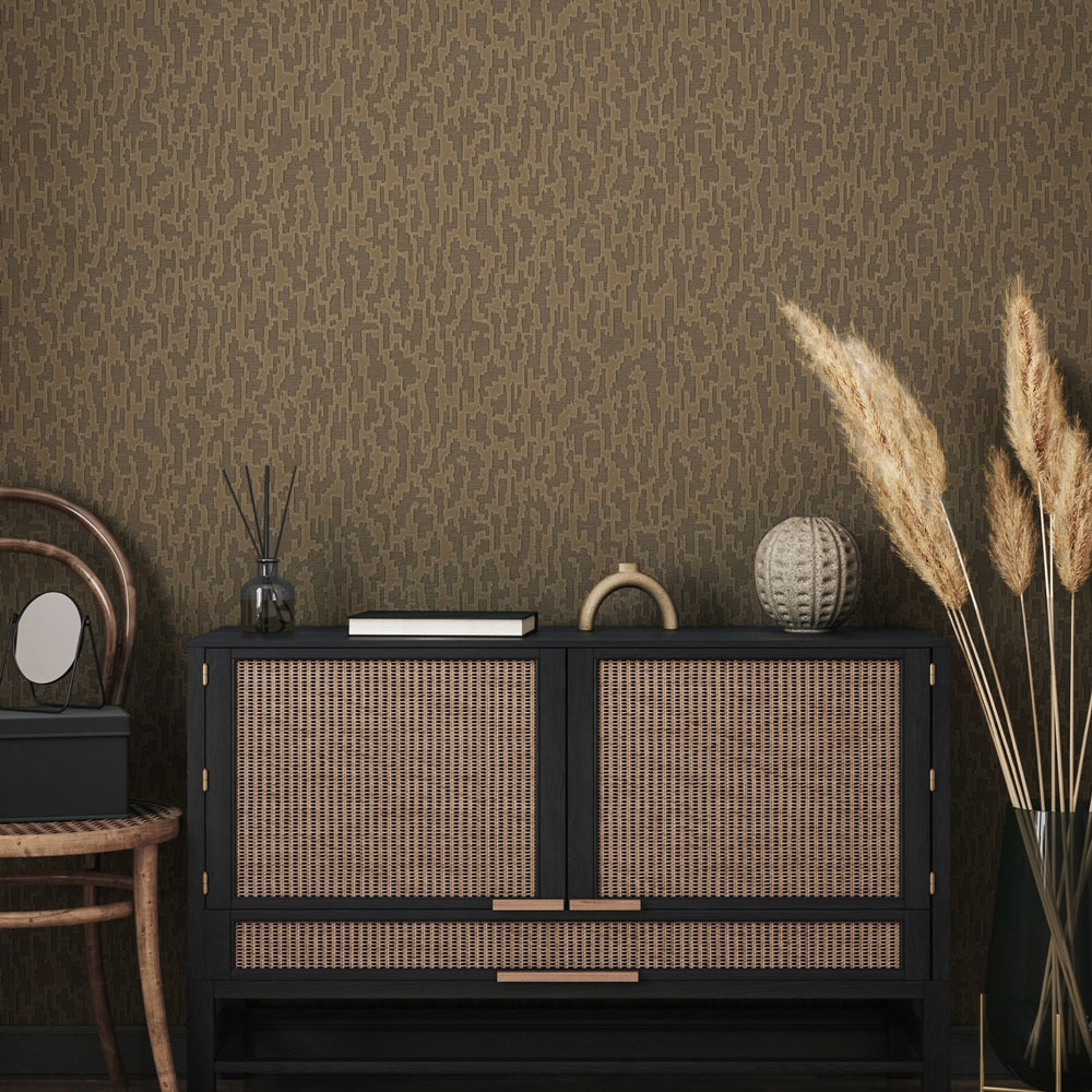 Non-woven wallpaper, brown-gold, fabric imitation, 1510-4, Vera, AdaWall