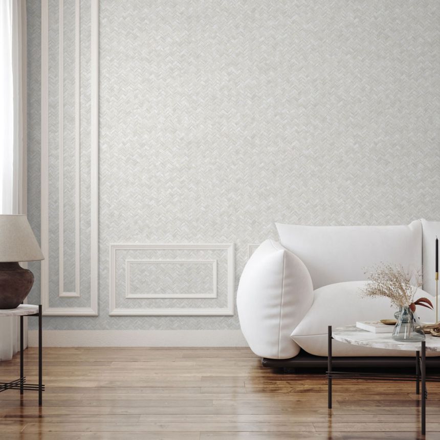 Non-woven wallpaper, white-grey, imitation mat, 1511-1, Vera, AdaWall