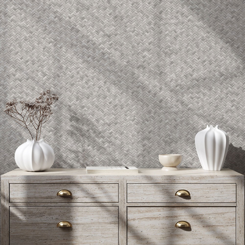 Non-woven wallpaper, grey, imitation mat, 1511-4, Vera, AdaWall