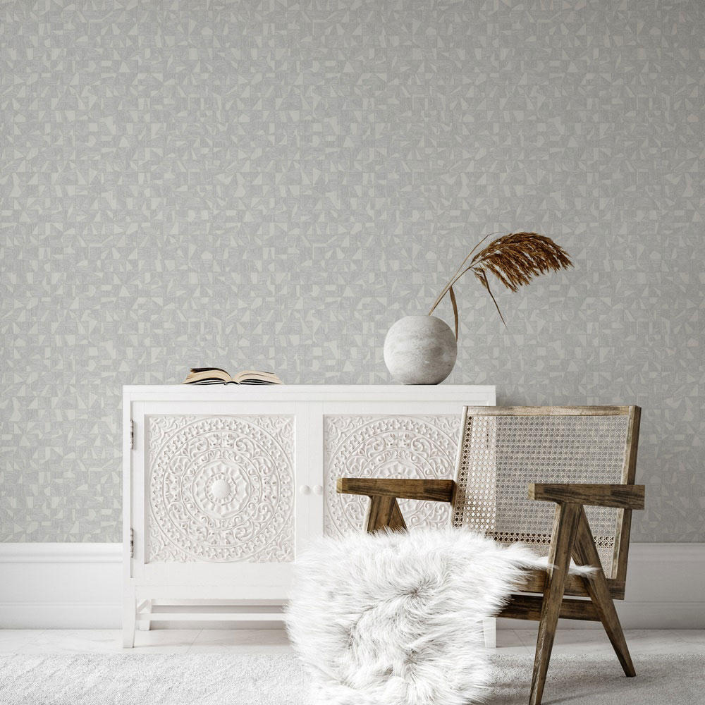 Geometric non-woven wallpaper, grey, 1512-2, Vera, AdaWall