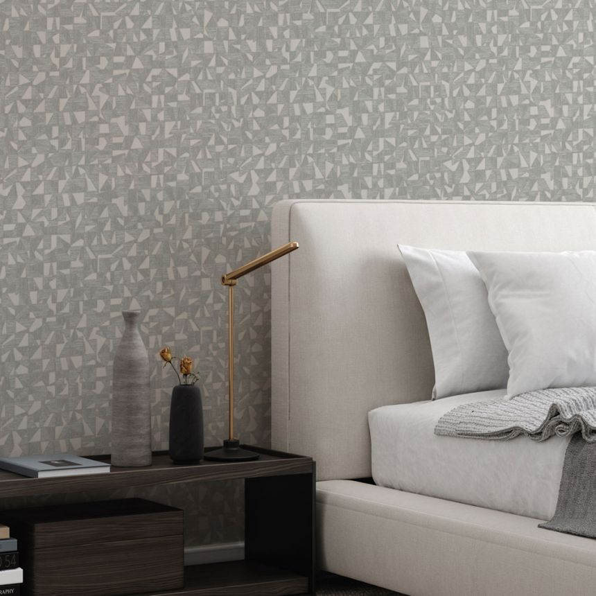 Geometric non-woven wallpaper, grey-silver, 1512-3, Vera, AdaWall