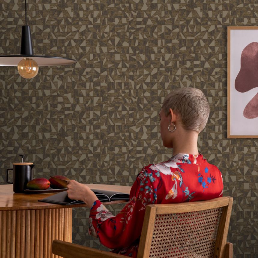 Geometric non-woven wallpaper, brown-gold, 1512-5, Vera, AdaWall