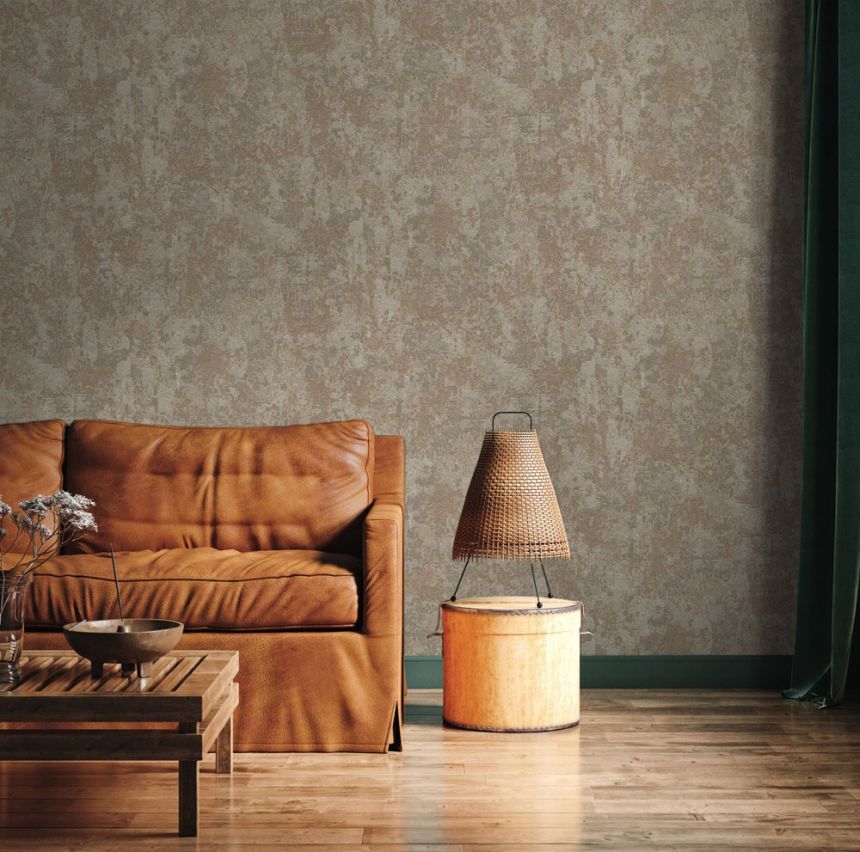 Non-woven wallpaper, brown-gold,  stucco, plaster, 1513-3, Vera, AdaWall