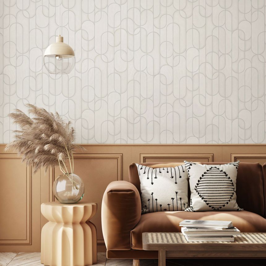 Geometric non-woven wallpaper, cream, 1514-1, Vera, AdaWall
