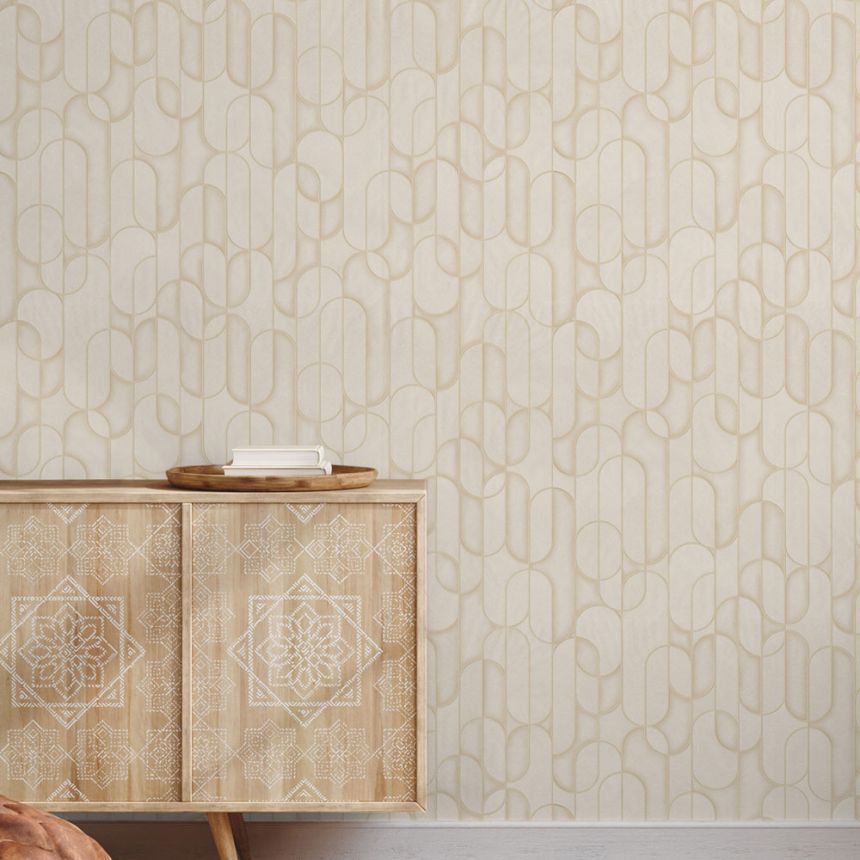 Geometric non-woven wallpaper, beige, 1514-2, Vera, AdaWall