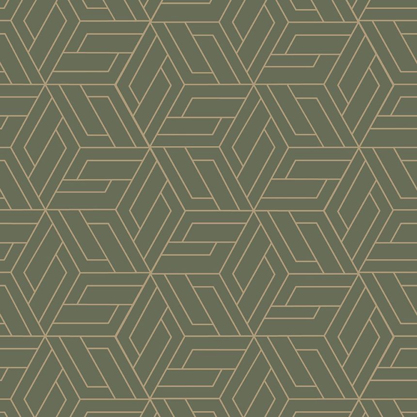Green-gold geometric non-woven wallpaper, A67303, Vavex 2026