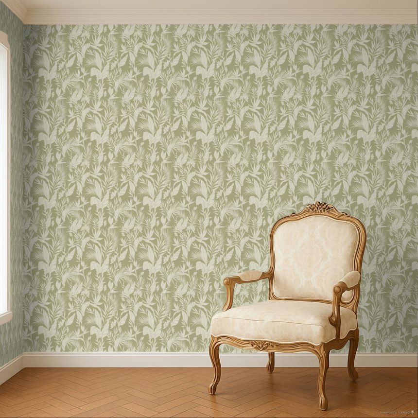 Green-beige non-woven wallpaper, leaves, A71102, Vavex 2026