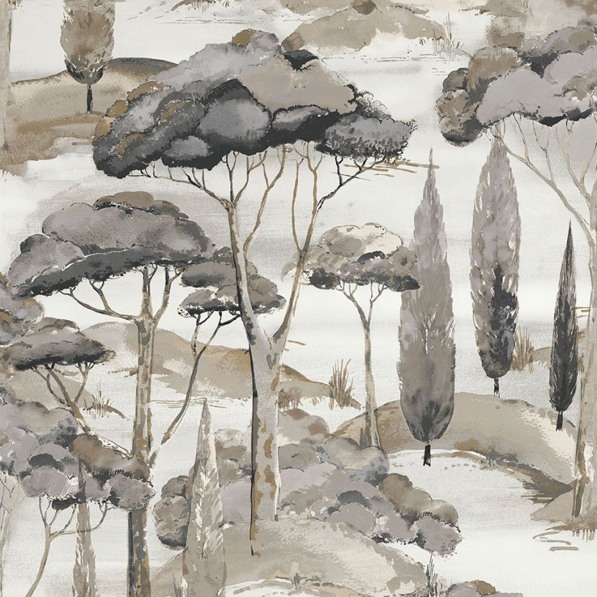 Gray-beige wallpaper, nature, trees, A69201, Vavex 2026