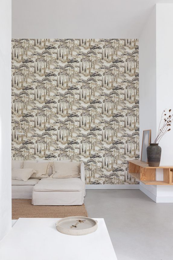 Gray-beige wallpaper, nature, trees, A69201, Vavex 2026