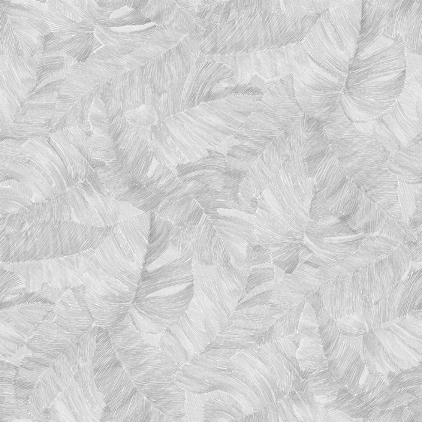 White-gray non-woven wallpaper, leaves, A67603, Vavex 2026