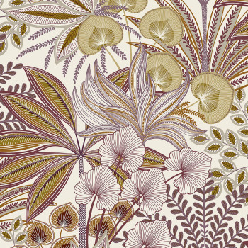 Ochre-purple non-woven wallpaper, leaves, A69001, Vavex 2026