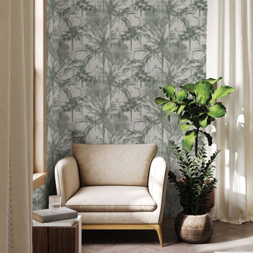 Green wallpaper, palm trees, leaves, 121163, Vavex 2026