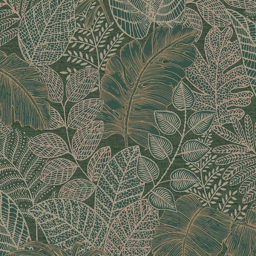 Green non-woven wallpaper, leaves, 122423, Vavex 2026