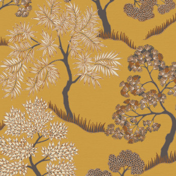 Ochre non-woven wallpaper, trees, 121800, Solace, Superfresco Easy